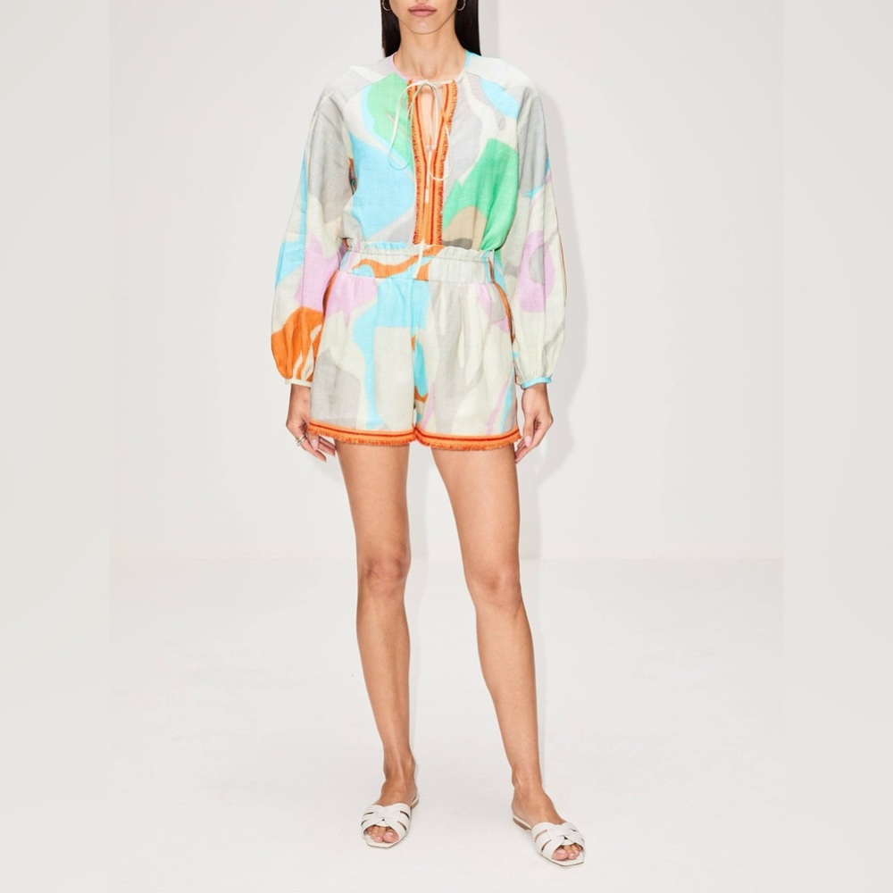 Silvia Tcherassi abstract print linen shorts